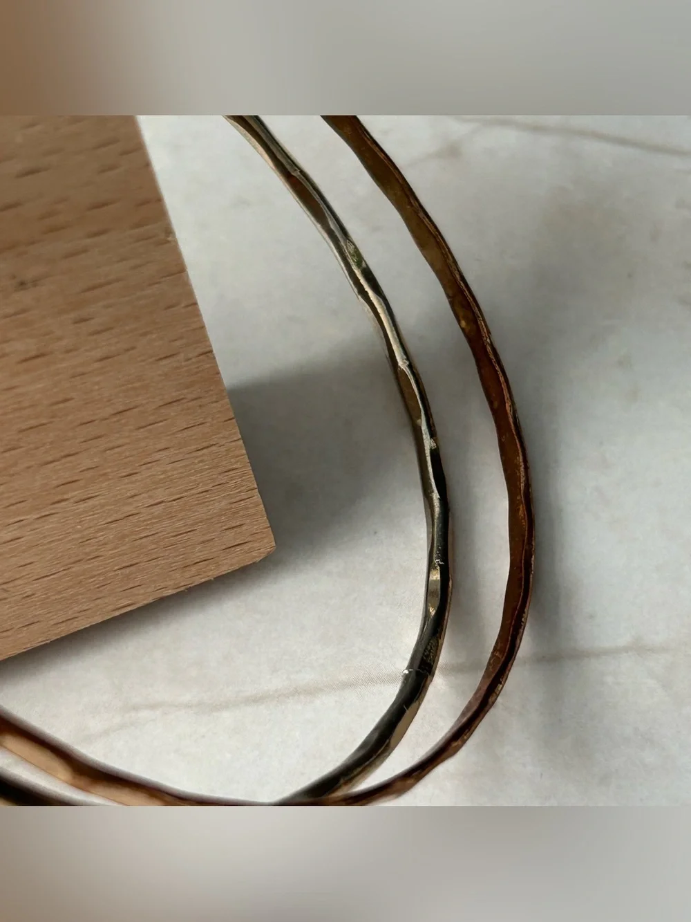 Hammered Mixed Metal Bangle Set